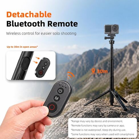 59-Inch Selfie Stick Tripod with Wireless Remote | Extendable portable stand supports GoPro, DJI Osmo Action and Insta360 cameras for vlogging, travel and group shots. in Kuwait