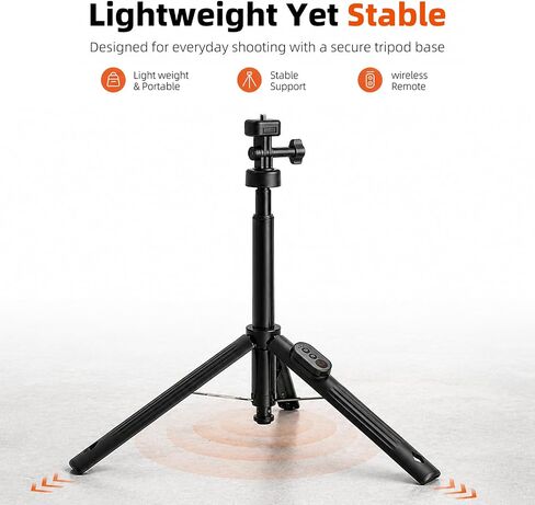 59-Inch Selfie Stick Tripod with Wireless Remote | Extendable portable stand supports GoPro, DJI Osmo Action and Insta360 cameras for vlogging, travel and group shots. in Kuwait