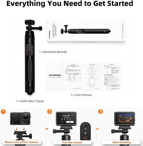 59-Inch Selfie Stick Tripod with Wireless Remote | Extendable portable stand supports GoPro, DJI Osmo Action and Insta360 cameras for vlogging, travel and group shots. in Kuwait