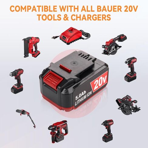 2 Packs 5.0Ah Replacement for Bauer 20V Battery 1701C-B 1702C-B 1907C-B 2108C-B 2109C-B, Compatible with Bauer 20 Volt Cordless Power Tools & Chargers 1704C-B 1906C-B 2506C-B 2108C-B 2105C-B in Kuwait