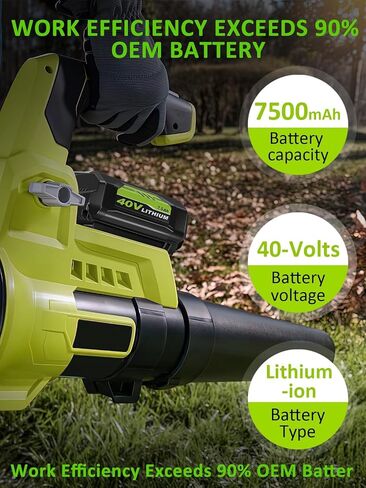 2Pack High Capacity 7500mAh Replacement for Ryobi 40V Battery and Charger | Compatible with Ryobi 40 Volt Battery Lithium OP40404 OP40401 OP40605 OP40602 OP4026 Cordless Power Tools in Kuwait