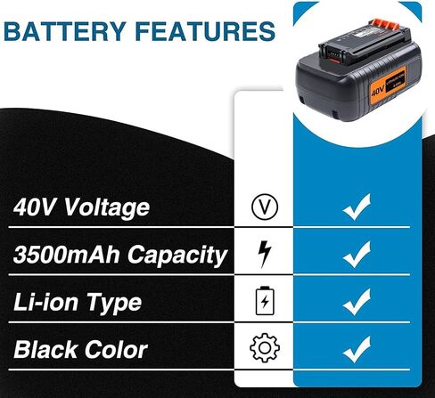 DTK 3.5Ah Replacement for Black and Decker 40V 2 Packs Battery LBXR36 LST540 Cordless Power Tool LBX2040 LBX36 LBXR2036 LST136W in Kuwait