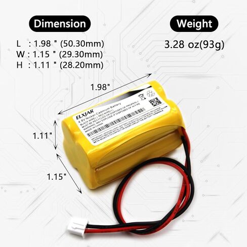 (2-Pack) 4.8V 800mAh Ni-Cd Battery for BL93NC487, BAA-48R | Fits BL93NC484, BL93NC485, NIC0186, Custom-43, OSA-126, ELB-CS06, 6600012 and 6200-RP emergency lights. in Saudi Arabia