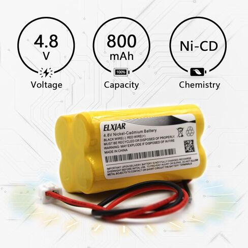 (2-Pack) 4.8V 800mAh Ni-Cd Battery for BL93NC487, BAA-48R | Fits BL93NC484, BL93NC485, NIC0186, Custom-43, OSA-126, ELB-CS06, 6600012 and 6200-RP emergency lights. in Saudi Arabia