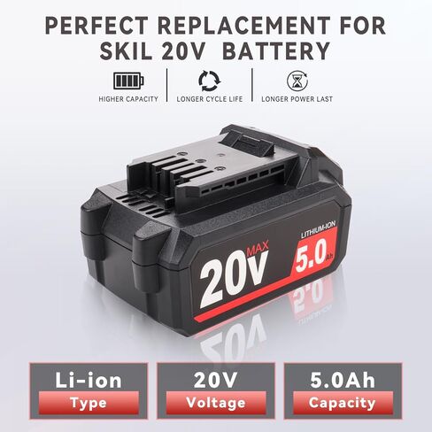 2 Packs 5.0Ah Replacement for SKIL PWR CORE 20V Battery BY519601 BY519701 BY519702 BY519703 BY519603 Compatible with SKIL 20 Volt Cordless Power Tools AG290202 AG2902-10 AG2907-1A BL4713-10 BL4714B-10 in Kuwait