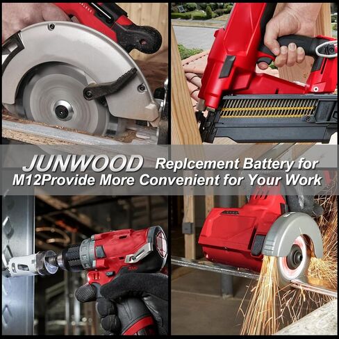 2Pack 8.0Ah Replacement for Milwaukee M12 Battery Charger Kit 12V Lithium Batteries with LCD Display Compatible with 12 Volt 48-11-2420 48-11-2401 48-11-2402 48-11-2430 48-11-2440 Cordless Power Tools in Kuwait