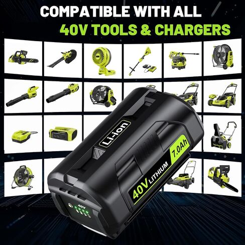 2 Pack 7.0Ah Replacement for Ryobi 40V Battery,Compatible with 40 Volt | Battery OP4060,OP4050,OP4040,OP4030,OP4026A,Leaf Vacuum, Weed Wacker, Blower,Snow Shovel, Snow Blower,Leaf Blower in Saudi Arabia