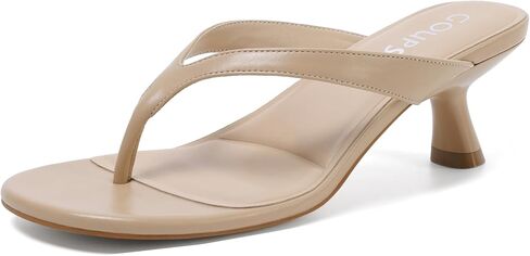 Kitten Heels for Women Round Open Toe Sandals Flip Flop Heels Summer Low Heeled Thong Sandals in Kuwait