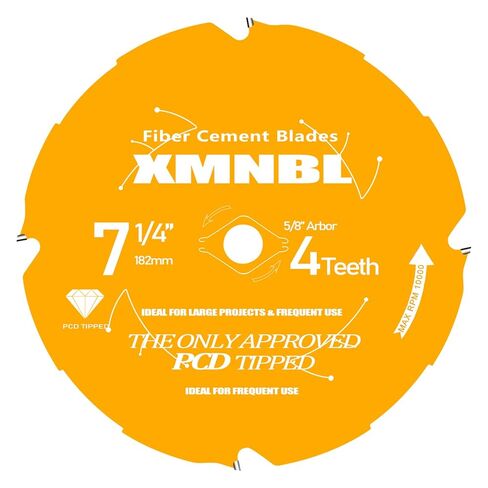 7-1/4 Inch Hardie Blade Fiber Cement Saw Blade, 4T PCD Tipped Replace for Diablo 7 1/4 Circular Saw Blade, for Fiber Cement Laminate Flooring, 5/8-Inch DMK Arbor, Polycrystalline Diamond Blade, 5Pack in Kuwait