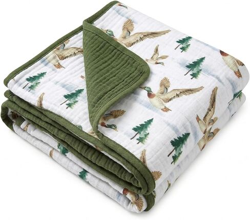 Bear Muslin Baby Blankets for Girls Boys, 100% Cotton Crib Blanket for Infant Toddler, 40 x 36 Inch Soft and Lightweight Nursery Swaddling Wrap in Kuwait