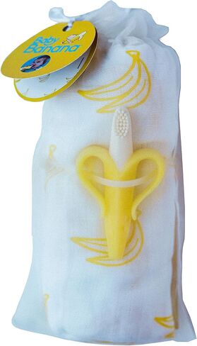 Blanket Gift Set - Baby Banana Infant Training Toothbrush Yellow and Soft, Banana Swaddle Blanket in Kuwait