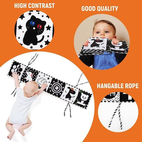 teytoy Baby Toys 0-6 Months, Black and White High Contrast Sensory Newborn Toys, Baby Soft Book for Early Education, Infant Tummy Time Toys, Baby Newborn Essentials Must Haves in Kuwait