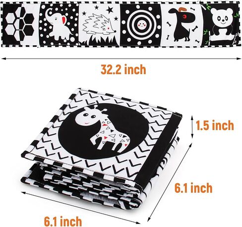 teytoy Baby Toys 0-6 Months, Black and White High Contrast Sensory Newborn Toys, Baby Soft Book for Early Education, Infant Tummy Time Toys, Baby Newborn Essentials Must Haves in Kuwait
