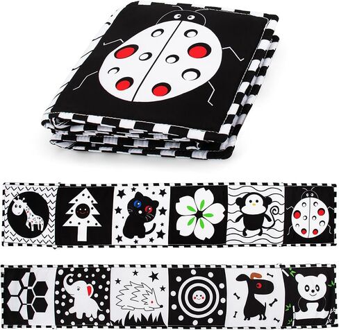 teytoy Baby Toys 0-6 Months, Black and White High Contrast Sensory Newborn Toys, Baby Soft Book for Early Education, Infant Tummy Time Toys, Baby Newborn Essentials Must Haves in Kuwait