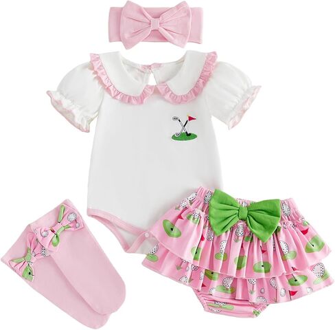 Baby Girl Football Outfit Long Sleeve Rugby Romper Skirts Set | Newborn Baby Girl Football Outfit Football Long Sleeve Ruffle Romper Onesie Mini Tiered Skirts Set Cute Girl Fall Clothes in Kuwait