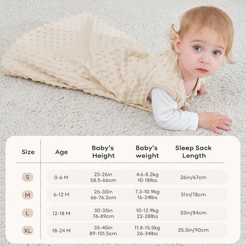 Unnivoll Fleece Baby Sleep Sack 12-18 Months with Plush Dots 1.5 Tog Baby Wearable Blanket with 2-Way Zipper Warm Sleeping Sack for Toddler Infant - Large, Coffee in Kuwait