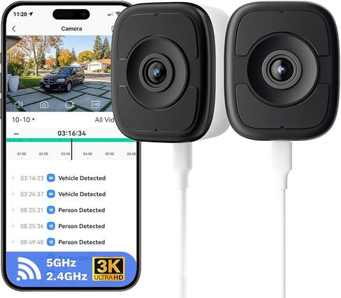 LongPlus 5MP 3K Indoor Window Camera, 2 Pack Safe View Window Camera | WiFi6, Blacklight Full-Color Night Vision, 24/7 Recording, Anti-Glare, AI Detection, No-Drill Installation, SD/Cloud Storage in Kuwait