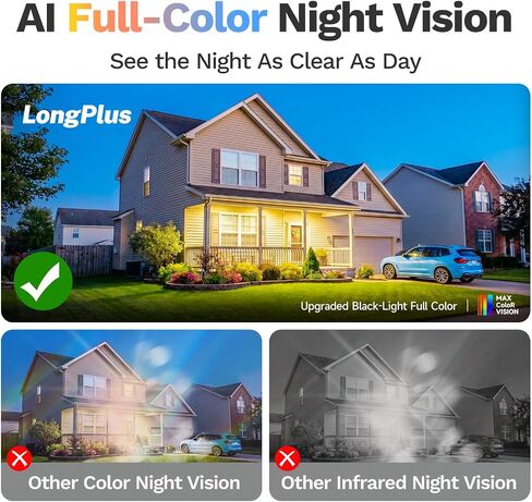 LongPlus 5MP 3K Indoor Window Camera, 2 Pack Safe View Window Camera | WiFi6, Blacklight Full-Color Night Vision, 24/7 Recording, Anti-Glare, AI Detection, No-Drill Installation, SD/Cloud Storage in Kuwait
