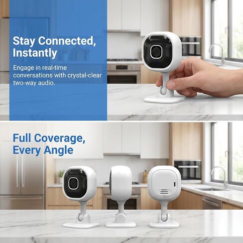 1Pack WiFi 1080P HD Camera for Remote Surveillance Indoor Security Camera for Baby Monitor Dog Camera w/2-Way Audio Siren Motion Detection Infrared Night Vision Magnetic Base Cloud & TF Card Storage in Kuwait
