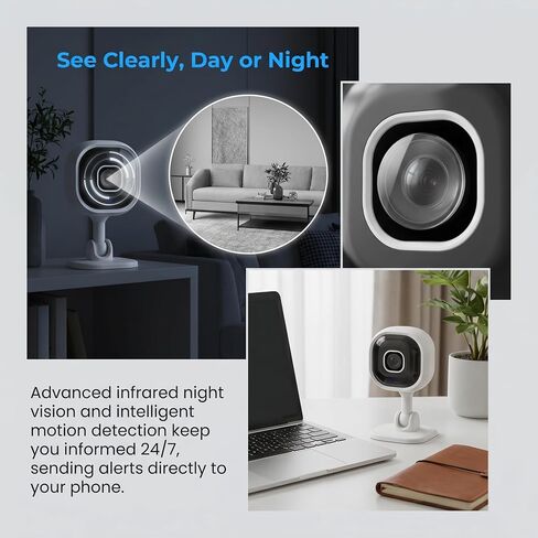 1Pack WiFi 1080P HD Camera for Remote Surveillance Indoor Security Camera for Baby Monitor Dog Camera w/2-Way Audio Siren Motion Detection Infrared Night Vision Magnetic Base Cloud & TF Card Storage in Kuwait