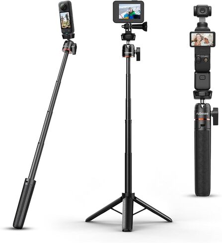 Mini Tripod for Camera, 24.61"/62.5cm Tripod Selfie Stick with 5 Levels Adjustment 360° Ball Head 1/4" Screw Desktop for DJI Osmo Pocket3 Vlog Handle Grip Insta360 Action 5 Pro/4/3 Camera in Kuwait