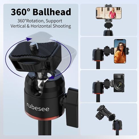 Mini Tripod for Camera, 24.61"/62.5cm Tripod Selfie Stick with 5 Levels Adjustment 360° Ball Head 1/4" Screw Desktop for DJI Osmo Pocket3 Vlog Handle Grip Insta360 Action 5 Pro/4/3 Camera in Kuwait