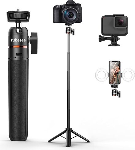 Mini Tripod for Camera, 24.61"/62.5cm Tripod Selfie Stick with 5 Levels Adjustment 360° Ball Head 1/4" Screw Desktop for DJI Osmo Pocket3 Vlog Handle Grip Insta360 Action 5 Pro/4/3 Camera in Kuwait