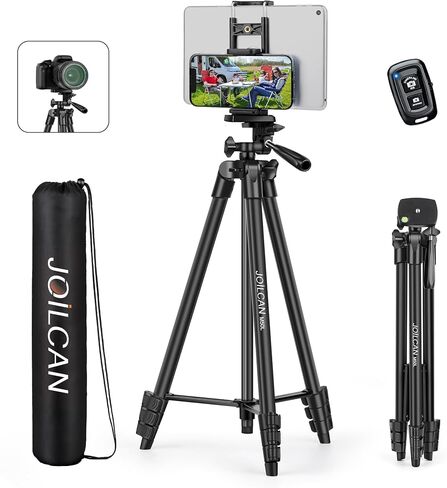 JOILCAN 67" Camera Tripod, Phone Tripod for iPad with Remote Carry Bag | Tablet Tripod for Video Recording Vlog Photo, Aluminum Lightweight Travel Tripods in Saudi Arabia