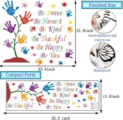 Colorful Inspirational Wall Decals Quotes Be Thankful Be Creative Be Brave Vinyl Paint Splatter Handprint Wall Art Sticker Peel and Stick Wall Decor Motivational Saying Wall Stickers for Kids Bedroom in Saudi Arabia
