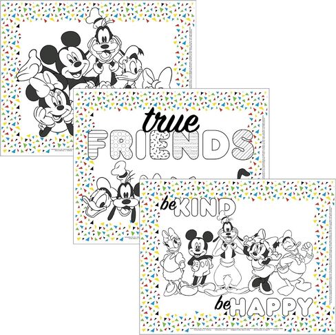 Disney Baby by J.L. Childress ColorMe Disposable Placemats, 24 Pack - Stick on Disposable Placemats for Baby, Toddlers, & Kids, Travel Coloring Activities, Sticky Child Table Mat, Princess in Kuwait