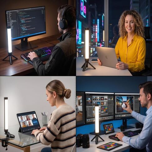 Portable 360° Rotatable Magnetic RGB LED Light Wand, APP Control 0-360° Full Color Adjustable Rechargeable Fill Light, 21 Effects, Bring Clip & Tripod for Phone Camera Live Stream Makeup Shooting in Kuwait