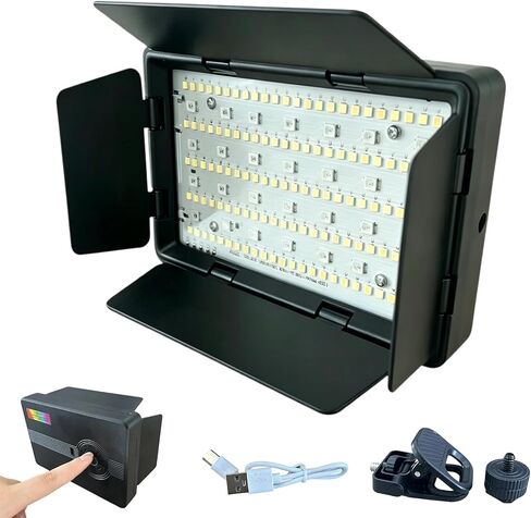 4-Pack Foldable 4-Leaf Barndoor Fill Light — with Screw Adapter, Data Cable, and Adjustable Clip, Studio Light, Video Light, Photography Lighting, and Fill Light for Content Creation in Kuwait