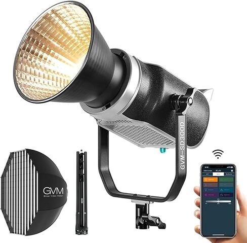 GVM 300W Video Light Kit, Continuous Lighting for Photography with Bowens Mount Softbox&Stand, 2700~7500K,112000Lux@0.5m Studio Light with APP DMX, CRI 97+ Bi-Color 8 Scene Lights for Film Recording in Kuwait