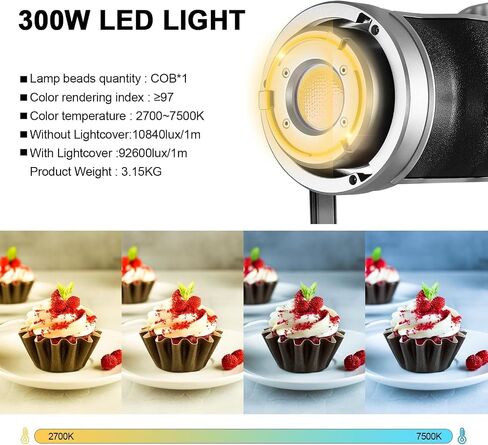 GVM 300W Video Light Kit, Continuous Lighting for Photography with Bowens Mount Softbox&Stand, 2700~7500K,112000Lux@0.5m Studio Light with APP DMX, CRI 97+ Bi-Color 8 Scene Lights for Film Recording in Kuwait