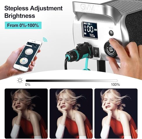 GVM 300W Video Light Kit, Continuous Lighting for Photography with Bowens Mount Softbox&Stand, 2700~7500K,112000Lux@0.5m Studio Light with APP DMX, CRI 97+ Bi-Color 8 Scene Lights for Film Recording in Kuwait