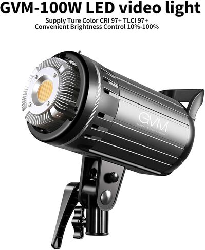 GVM LED Video Light 100W CRI97+/3200K~5600K Bowens Mount Led Continuous Video Light, with APP Intelligent Control System, for Video Recording,Children Photography,Wedding,Outdoor Shooting in Kuwait