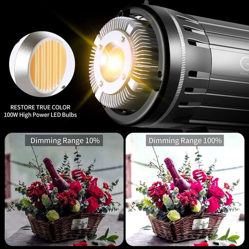 GVM LED Video Light 100W CRI97+/3200K~5600K Bowens Mount Led Continuous Video Light, with APP Intelligent Control System, for Video Recording,Children Photography,Wedding,Outdoor Shooting in Kuwait