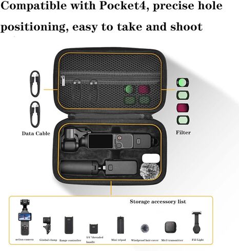 Carrying Case for DJI Osmo Pocket 4, Compact Travel Bag with Wrist Strap & Carabiner, Portable Storage & Protection Pouch for Pocket 4 Camera Accessories – Black in Kuwait