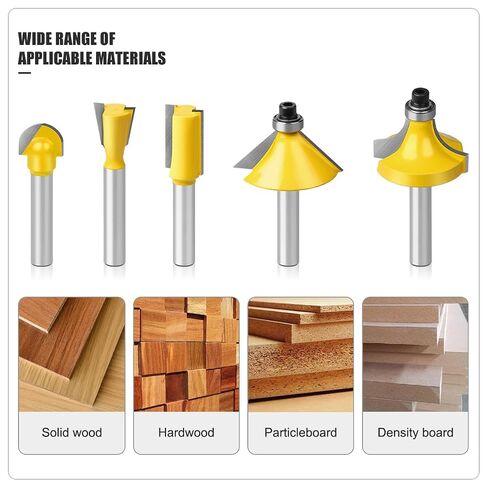 15Pcs Router Bit Set 1/4" Shank C3 Carbide Woodworking Kit | 15 piece router bit kit, 1/4 inch shank, C3 carbide blades, wooden storage case, beginner DIY woodworking, all in one kit in Kuwait