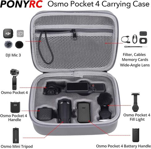 Carrying Case for DJI Osmo Pocket 4 Creator Combo, PU Protective Shoulder Bag for DJI Pocket 4, Portable Travel Case for Vlogging, Outdoor Shooting & Travel in Kuwait