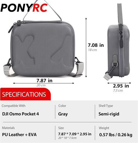 Carrying Case for DJI Osmo Pocket 4 Creator Combo, PU Protective Shoulder Bag for DJI Pocket 4, Portable Travel Case for Vlogging, Outdoor Shooting & Travel in Kuwait