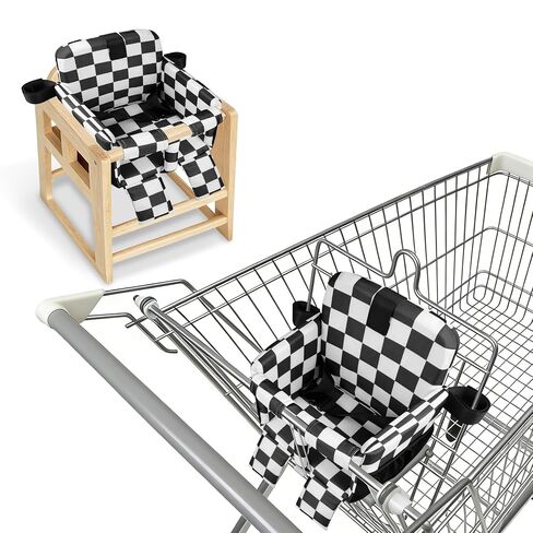 Portable Shopping Cart Seat for Baby, High Chair Comfort Seat, Grey Clouds | Foldable, Waterproof Fabric, One-hand Setup, with Side Storage Pocket and Leg Pads, Easy to Clean, Comfortable Foam Support in Kuwait