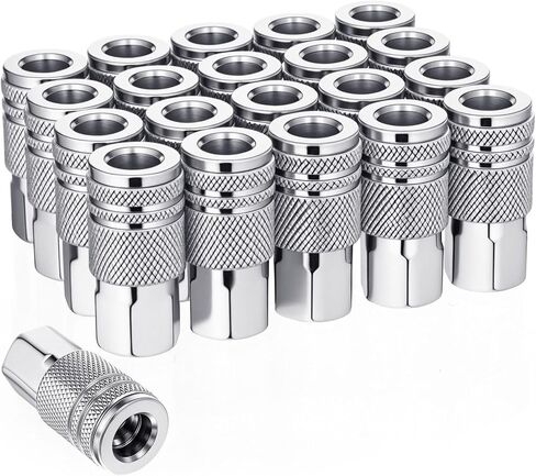 20 Pcs 3/8 High Flow Air Fittings 3/8 Inch Female Quick Connect Air Coupler Industrial M-type Coupler for Atmosphere Compressor Accessories Fittings Set(Silver) in Kuwait
