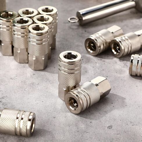 20 Pcs 3/8 High Flow Air Fittings 3/8 Inch Female Quick Connect Air Coupler Industrial M-type Coupler for Atmosphere Compressor Accessories Fittings Set(Silver) in Kuwait