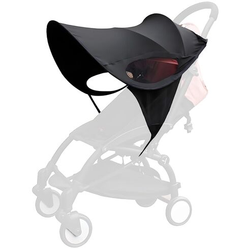Universal Stroller Sun Cover UV Protection Baby Stroller Sun Shade Buggy Pram Sun Rain Shade Blackout Blind Canopy Cover Pushchair Sunblock Cover for Travel Park Zoo, Black in Kuwait
