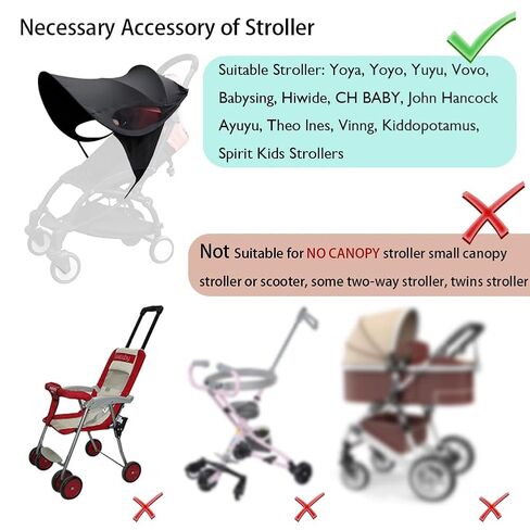 Universal Stroller Sun Cover UV Protection Baby Stroller Sun Shade Buggy Pram Sun Rain Shade Blackout Blind Canopy Cover Pushchair Sunblock Cover for Travel Park Zoo, Black in Kuwait