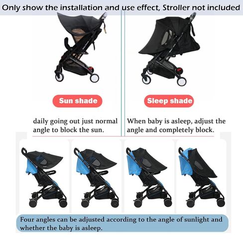 Universal Stroller Sun Cover UV Protection Baby Stroller Sun Shade Buggy Pram Sun Rain Shade Blackout Blind Canopy Cover Pushchair Sunblock Cover for Travel Park Zoo, Black in Kuwait
