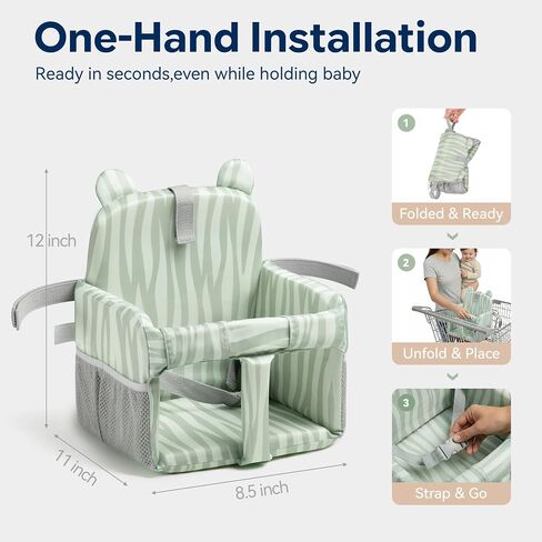 Padded Shopping Cart Cover for Baby, Sofa-Like Comfort Grocery cart Cover, Machine Washable High Chair Cushion, Sage Green, in Kuwait