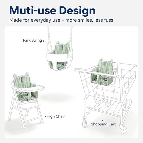 Padded Shopping Cart Cover for Baby, Sofa-Like Comfort Grocery cart Cover, Machine Washable High Chair Cushion, Sage Green, in Kuwait