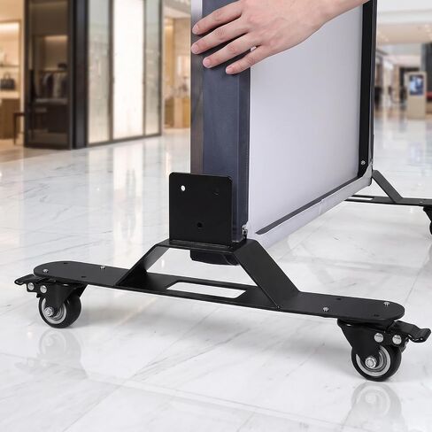 Rolling Caster Display Base with Lockable Wheels, Heavy Duty Iron Booth Backdrop Rolling Stand Providing Stable Support and Secure Placement for Photography Lamps and Photo Stands in Kuwait